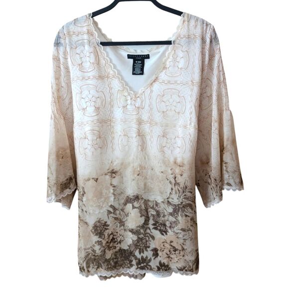 Apostrophe Boho Peasant Floral Cream Top Size 16/18 - Picture 1 of 9
